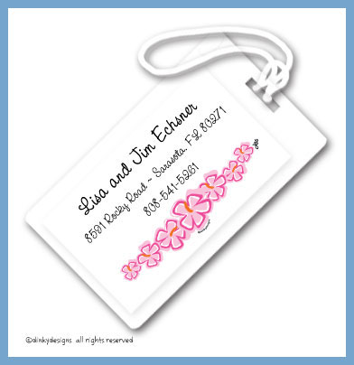 Discounted Dinky Designs Tropicana string luggage tags, personalized