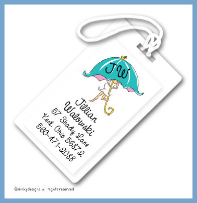 Discounted Dinky Designs Mommy shower luggage tags, personalized