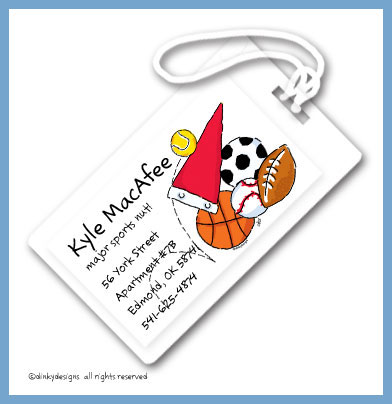Discounted Dinky Designs Sports fanatic luggage tags, personalized