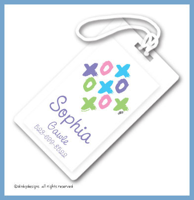 Discounted Dinky Designs Tic-tac-toe luggage tags, personalized