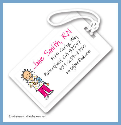 Discounted Dinky Designs Nurse jane luggage tags, personalized