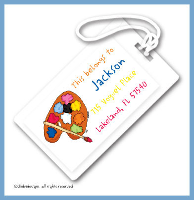 Discounted Dinky Designs Pallet o' paint luggage tags, personalized