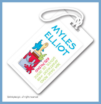 Discounted Dinky Designs Bucket o' paint luggage tags, personalized
