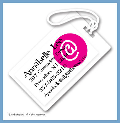 Discounted Dinky Designs At peace luggage tags, personalized