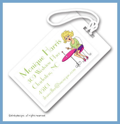 Discounted Dinky Designs Monique pick your hair color  luggage tags, personalized