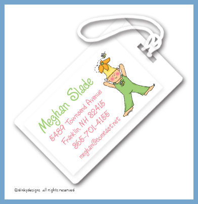 Discounted Dinky Designs Daphne Bloom luggage tags, personalized