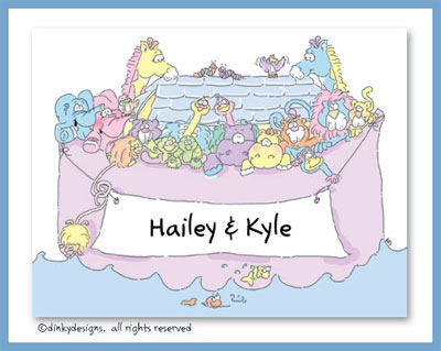 Dinky Designs Stationery Discounted - Noah's two by two folded note cards, personalized