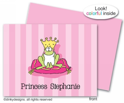Dinky Designs Stationery Discounted - Frog prince folded note cards, personalized