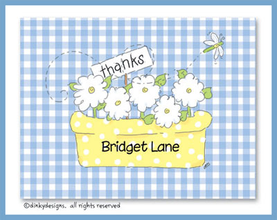 Dinky Designs Stationery Discounted - Daisy garden flower pot folded note cards, personalized