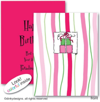Dinky Designs Stationery Discounted - Pink trio folded note cards, personalized