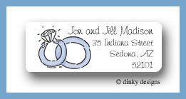 Dinky Designs Stationery Discounted - Wedding rings return address labels personalize