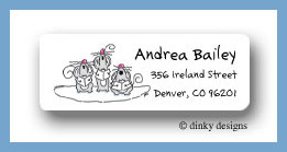 Dinky Designs Stationery Discounted - Three singing mice return address labels personalized