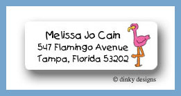 Dinky Designs Stationery Discounted - Sylvester the flamingo return address labels personalized