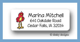 Dinky Designs Stationery Discounted - Frankie the red bird return address labels personalized