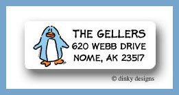 Dinky Designs Stationery Discounted - Dotter the penguin return address labels