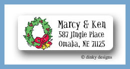 Dinky Designs Stationery Discounted - Christmas wreath return address labels personalized