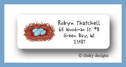 Dinky Designs Stationery Discounted - Robin's nest return address labels personalized