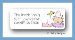 Dinky Designs Stationery Discounted - Gingham tulip with baby return address labels personalized