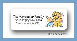 Dinky Designs Stationery Discounted - Boy & puppy bassinet return address labels personalized