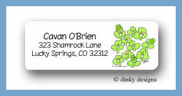 Dinky Designs Stationery Discounted - Smiling' shamrocks return address labels personalized