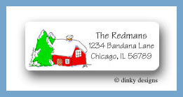 Dinky Designs Stationery Discounted - House with evergreens return address labels personalized
