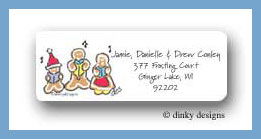 Dinky Designs Stationery Discounted - Gingerbread carolers return address labels personalized