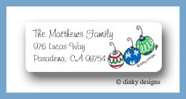 Dinky Designs Stationery Discounted - Deck the tree - bulbs return address labels personalized