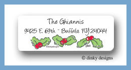 Dinky Designs Stationery Discounted - Candy cane characters, holly string return address labels personalized
