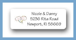 Dinky Designs Stationery Discounted - Sandcastle wedding cake shells return address labels personalized