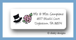 Dinky Designs Stationery Discounted - Wedding day hat & bouquet return address labels personalized