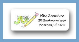 Dinky Designs Stationery Discounted - Worm with pencil return address labels personalized