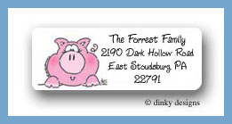 Dinky Designs Stationery Discounted - Pink piggy return address labels personalized