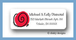 Dinky Designs Stationery Discounted - Swirls in red return address labels personalized