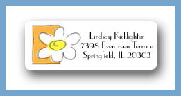 Dinky Designs Stationery Discounted - Daisy flower with orange return address labels personalized