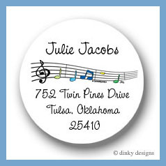 Discounted Dinky Designs Party tunes round stickers 2.5