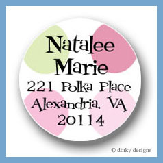 Discounted Dinky Designs Pink-a-boo dots round stickers 2.5