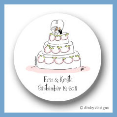 Discounted Dinky Designs Whimsical wedding cake round stickers 2.5