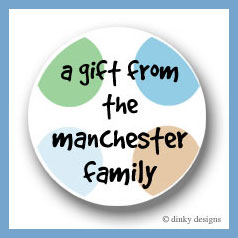 Discounted Dinky Designs Peek-a-blue dots round stickers 2.5