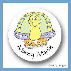 Discounted Dinky Designs Tommy the turtle round stickers 2.5