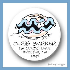 Discounted Dinky Designs Curtis the clam round stickers 2.5