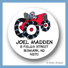Discounted Dinky Designs Barnyard tractor round stickers 2.5