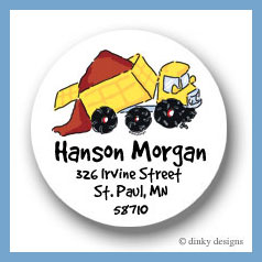 Discounted Dinky Designs Big dump truck round stickers 2.5