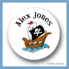 Discounted Dinky Designs Pirate ship round stickers 2.5