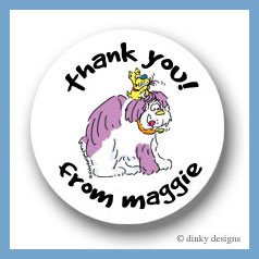 Discounted Dinky Designs Chester & Max round stickers 2.5'' personalized