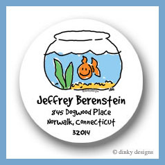 Discounted Dinky Designs Finnian the goldfish round stickers 2.5