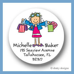 Discounted Dinky Designs Shopper Jane round stickers 2.5'' personalized
