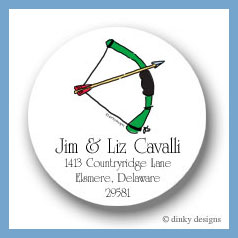 Discounted Dinky Designs Bow & arrow round stickers 2.5'' personalized