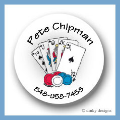 Discounted Dinky Designs Texas hold 'em round stickers 2.5'' personalized