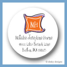 Discounted Dinky Designs Grape n' orange monogram round stickers 2.5