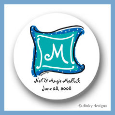 Discounted Dinky Designs Aquamarine monogram round stickers 2.5
